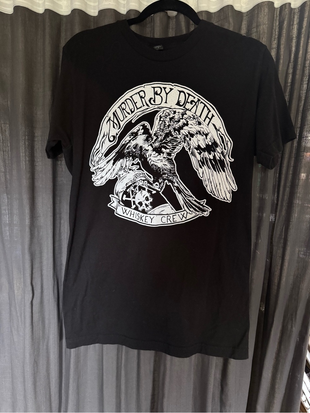 Tultex Black Graphic Tee with White Eagle 'Murder By Death' Design